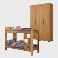 Quarto Infantil/juvenil com Beliche Vegas e Guarda Roupa 4 Portas 3 Gavetas Flórida 100% Mdf