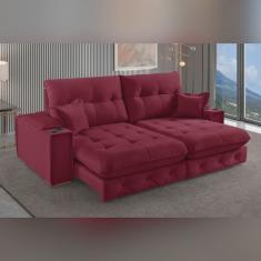 Sofá Retrátil Reclinável com Porta Copos 290cm Istambul Yescasa