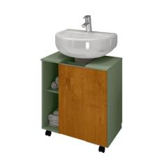 Gabinete Pequin Armario de Banheiro Para Pia de Coluna Pistache/naturale