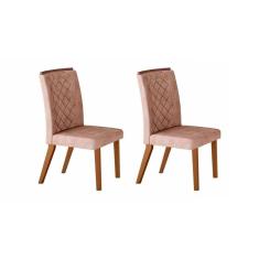 Cadeira Sala De Jantar Jade Madeira Kit 2 Un Capuccino/linho Bege - Rufato