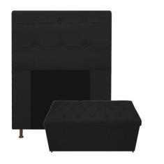 Kit Cabeceira e Calçadeira Baú Estofada Mel 90 cm Solteiro Com Capiton