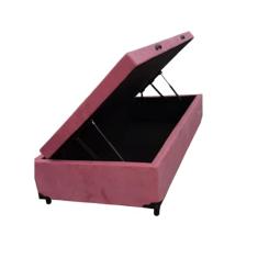 Cama Box Baú Solteiro Suede Rosé Com Pistão A Gás - Imperium do Sono