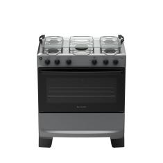 Fogão de Piso 5 Bocas Atlas Mônaco Plus Mesa Inox Acendimento Automático Titânio Bivolt