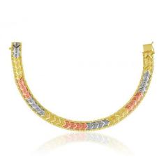 Pulseira De Ouro 18K Taparella Tricolor Setas - Elegancy Joias