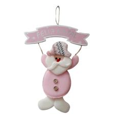 Enfeite de Natal Papai Noel Rosa para Pendurar Porta Parede