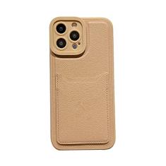 Carteira de silicone quadrada de couro de luxo, capa para telefone para iPhone 13 12 11 14 Pro Max XS XR X 8 7 Plus SE Capa à prova de choque, cáqui, para iPhone XS