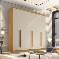 Guarda Roupa Casal 6 Portas 4 Gavetas Uberaba Cinamomo/Off White