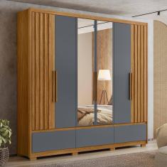 Guarda Roupa Casal 6 Portas com Espelho 3 Gavetas Amazonas