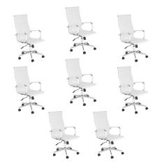 Kit 8 Cadeiras escritório Esteirinha Diretor Home office - Preto