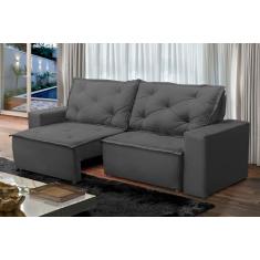 Sofá Retrátil e Reclinável 3 lugares com Molas 2,00m Ana Suede Cinza Adonai Estofados