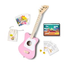 Loog Mini guitarra acústica infantil para iniciantes, 3 cordas para idades a partir de 3 anos, aplicativo de aprendizagem e aulas incluídas