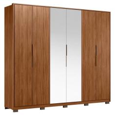 Guarda Roupa Casal Atrice 6 Portas Nogueira Touch com Espelho e Pés Demóbile – Demartêz