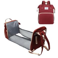Bolsa Maternidade Mochila Maternidade, Que vira Berço, com Trocador de Fraldas VERMELHA