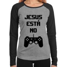 Baby Look Raglan Jesus está no controle Manga Longa - Foca na Moda, Ci