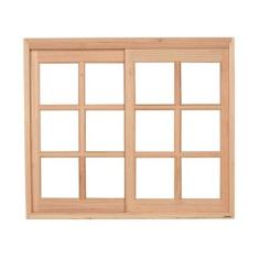 Janela de Madeira Vitro de Correr Quadriculado Reto 2 Folhas de Padrão