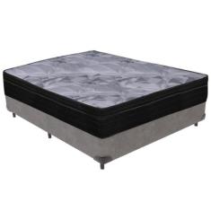 Cama Box e Colchão Airtech Pampa Molas ensacadas Casal Ortobom,  Cinza