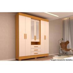 Guarda Roupa 6 Portas (2 C- Espelho) E 3 Gavetas Débora Nature-off White - Acp