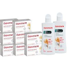 02UN Hidratante + 8UN Sabonete Leite De Aveia Hipoalergenico - Davene
