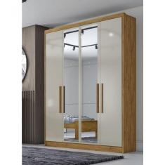 Guarda Roupa Solteiro Com Espelho 4 Portas 3 Gavetas Sevilha-cumaru-fendi Móveis Novo Horizonte