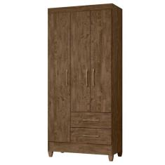 Guarda Roupa Solteiro Lima 3 Portas Castanho Wood - Moval