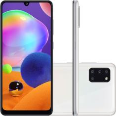 Smartphone Samsung Galaxy A31 128GB 4G Wi-Fi Tela 6.4'' Dual Chip 4GB RAM Câmera Quádrupla + Selfie 20MP - Branco