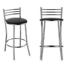 Banqueta Cozinha Cromada Redonda Veneza Média 60cm - Flape - 1 Unidade