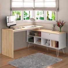 Mesa Escrivaninha Industrial 136cm Dhabi A06 Carvalho-branco - Mpozenato