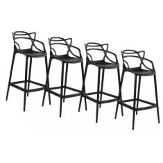 Conjunto c/4 Banqueta Allegra Alta Master Preta Cozinha Americana Balc