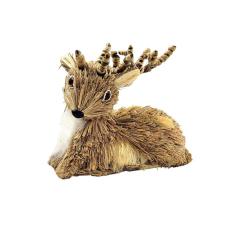 Rena De Palha Natalina Deitada 16X19X10Cm Enfeite De Natal