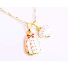 Colar Cordão Cozinheiro Chefe Jaleco Folheado 18k