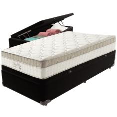 Cama Box Baú Preto E Colchão King Best Molas Ensacadas Solteiro 88x188x33 Anjos