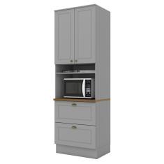 Torre Quente 1 Forno Americana Cinza Com Tampo Nature - Móveis Henn Cinza-nature