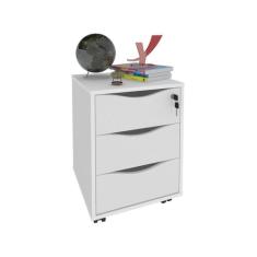 Gaveteiro com Rodízios Face 3 Gavetas com Chave Branco - Artany - Arta