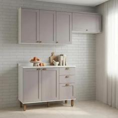 Cozinha Compacta Modulada 3 Peças 100% MDF 2 Armários Aéreos e Balcão 