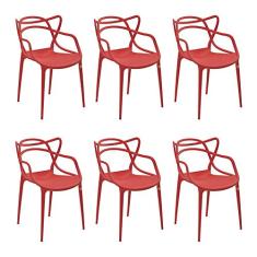 Kit 6 Cadeiras Decorativas Sala e Cozinha Feliti (PP) Vermelha - Gran Belo