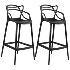 KIT COM 2 Banqueta Allegra Masters 100% Polipropileno Preta