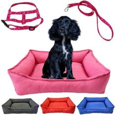 Cama Pet Retangular M Tactel Com Zíper + Coleira Peitoral - Dog Cat St