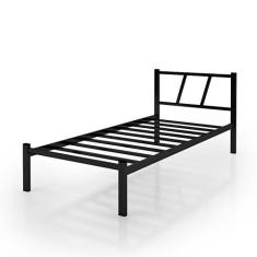 Cama Solteiro Em Aço Helena Super Resistênte - DUARTE MOVEIS, Preto