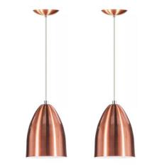 Kit 2 Lustre Pendente Luminária Cone de Alumínio New Cobre - MARRYLUZ