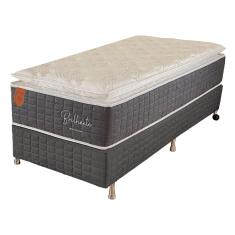 Cama Box Solteiro King (box + Colchão) 96x203x67 Brilhante Prorelax Molas Ensacadas Pillow Top - Cinza