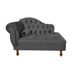 Divã Modelo Imperial - Tamanho 120cm - Tecido Suede - SV DECOR, Cinza 
