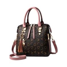 Bolsa Feminina Grande de Couro PU com Borla e Letras - Bolsa de Ombro 