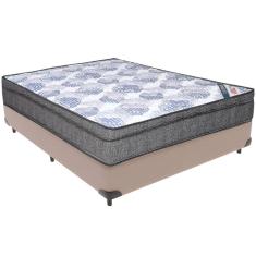 Cama Box Bege e Colchão ISO  Molas Ensacadas Viúvo Ortobom