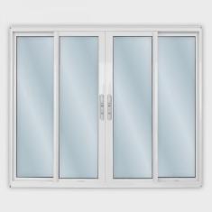 Janela de Alumínio de Correr 100x200cm 4 Folhas 2 Fixas com Vidro Mini Boreal Linha Solida mgm