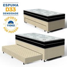 Cama Box com Colchao de Espuma D45 Pillow In Anjos OrtoConfort + Auxiliar de Espuma Unique Solteiro 88cm