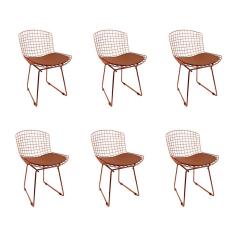 Kit 6 Cadeiras Bertoia Cobre Com Assento Cobre Cor Marrom