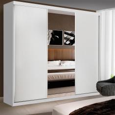 Guarda Roupa Casal 3 Portas De Correr 4 Gavetas E 3 Espelhos Barcelona Minastex Branco