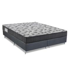 Cama Box Camurça I com Colchão Queen Espuma D33 Iso (18x158x198) Cinza