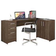 Mesa de Canto em L Para Escritório com 2 Gavetas e 3 Portas NT2005 Not