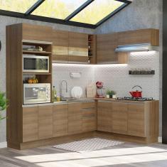 Cozinha Completa de Canto Madesa Glamy 419001 com Armário e Balcão (Sem Tampo e Pia) - Rustic